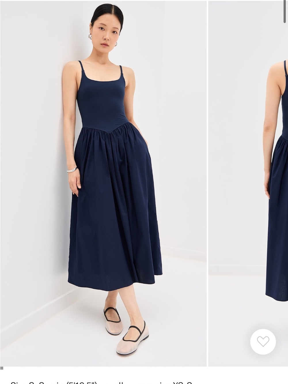 Classic Navy Spaghetti-Strap Midi Dress